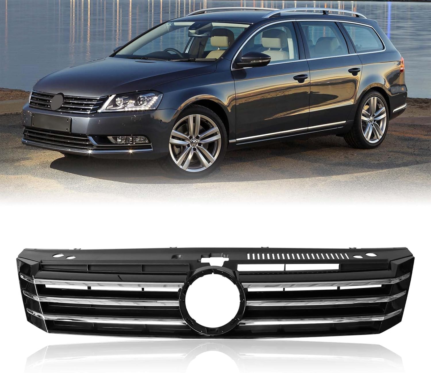 Fit 2012 2013 2014 2015 For P-assat VW Front Bumper Grille Upper Chrome Grill Assembly