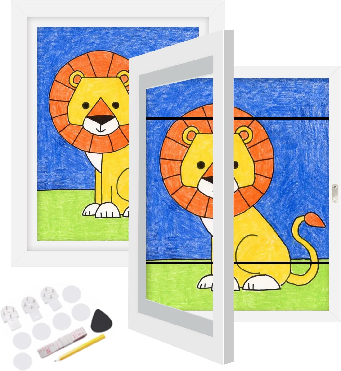2 Pack Kids Art Frames Front Opening Changeable Kids Artwork Frames Great for Kids Drawings Storage Frames Children Art Projects Schoolwork Crafts A4 Hanging Art (8.3x11.8 White)