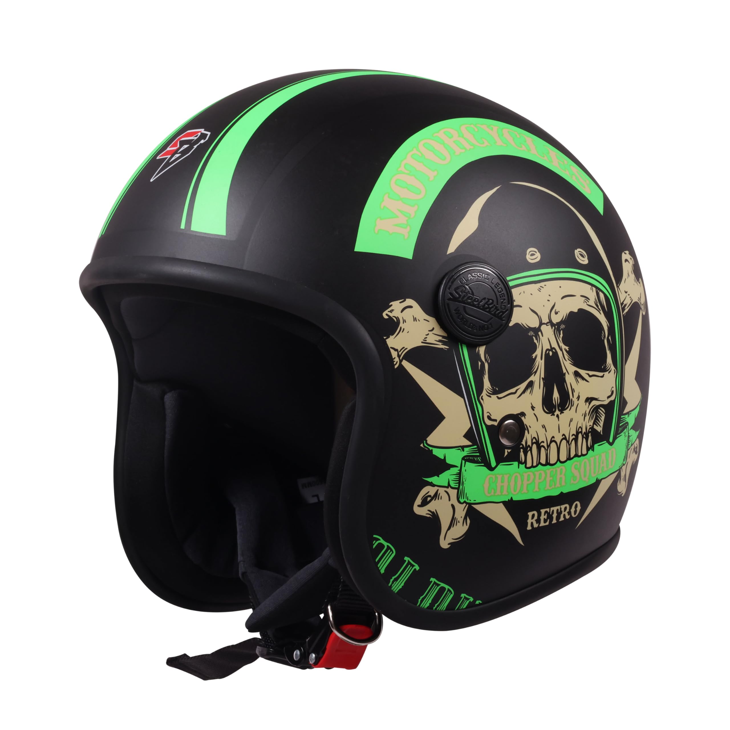 Steelbird SBH-55 Retro Chopper Squad ISI Certified Open Face Helmet for Men and Women