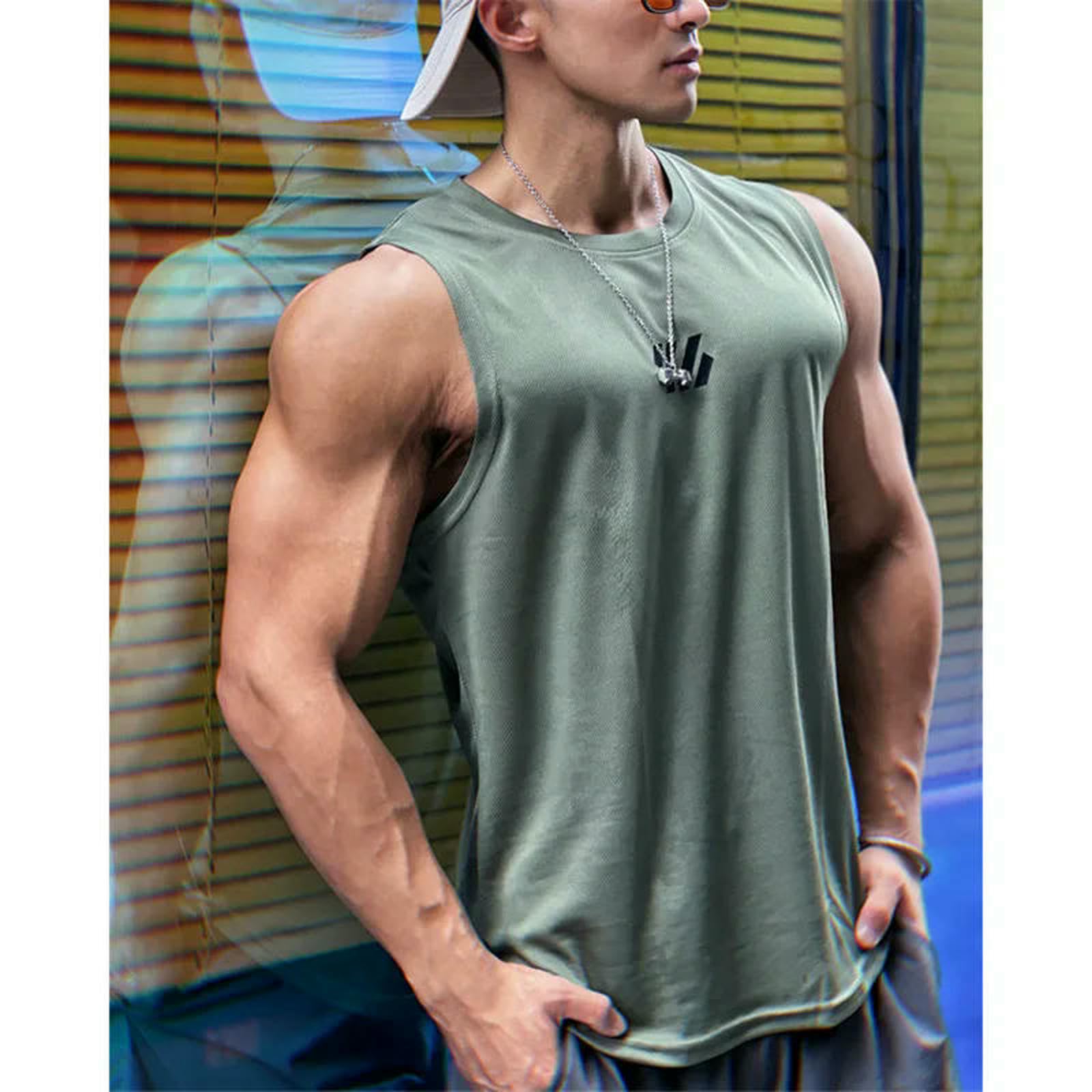 Kamizelka fitness na lato, do studia fitness, kamizelka z siateczki, koszulka bez rękawów, koszulka męska, tank top, koszykówka, bieganie, fitness, sport