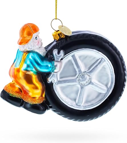 Miniatura 2 de Mecánico de reparación de neumáticos experto adorno de Navidad de vidrio soplado