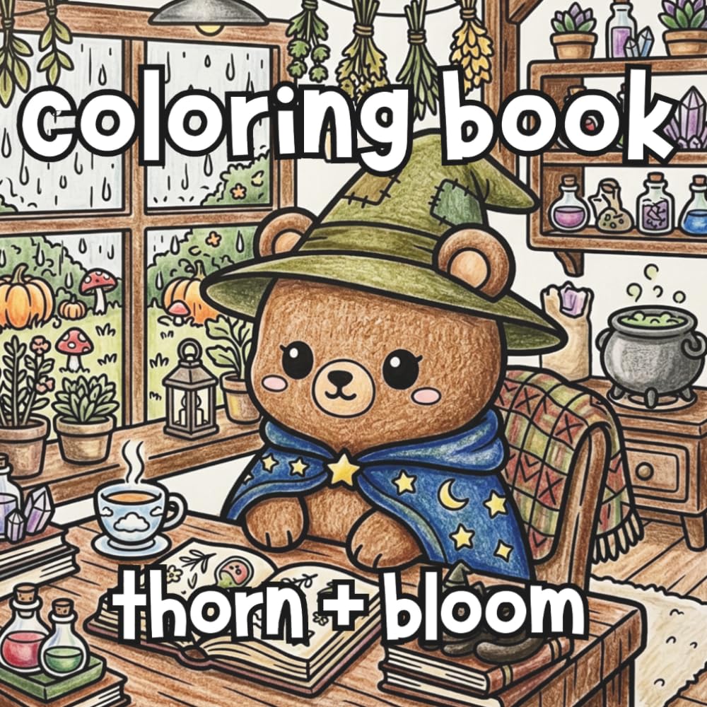 Thorn & Bloom: A Cute Cottagecore Witch Animal Coloring Book for All Ages