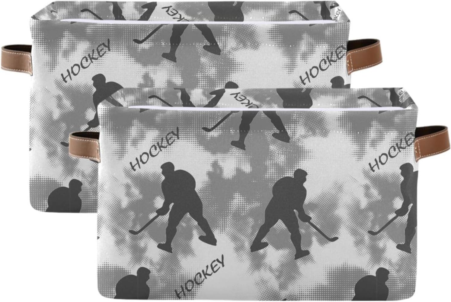 Pfrewn Storage Basket Bins Foldable Laundry Hamper Toy Hockey Player Pattern Storage Bins Box Organizer for Home Boys Girls Office Closet Shelf Nursery Baskets,1 pcs