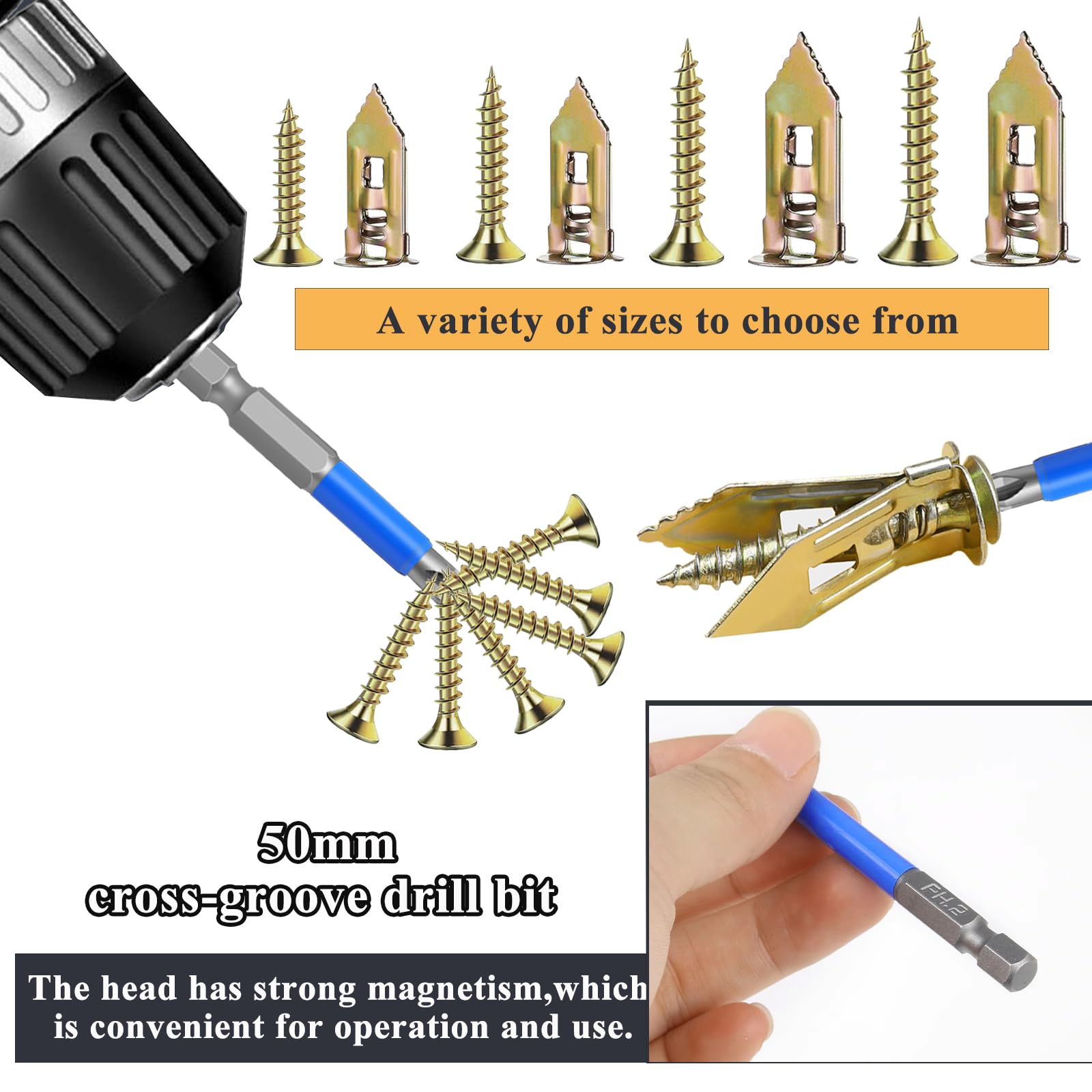 mxuteuk 410 PCS Self Drilling Drywall Anchors with Screws Kit - Image 3