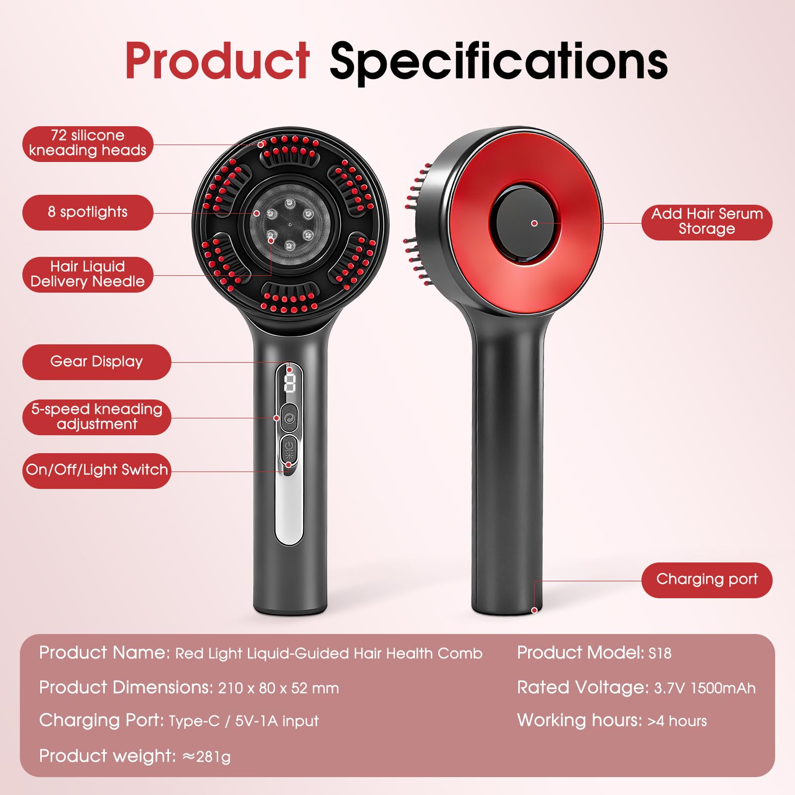 Upgrade Laser Therapy Hair Growth Comb, Hair Oil Applicator and Red Light Hair Brush,Electric Scalp Massager Hair Growth with IPX7 Waterproof