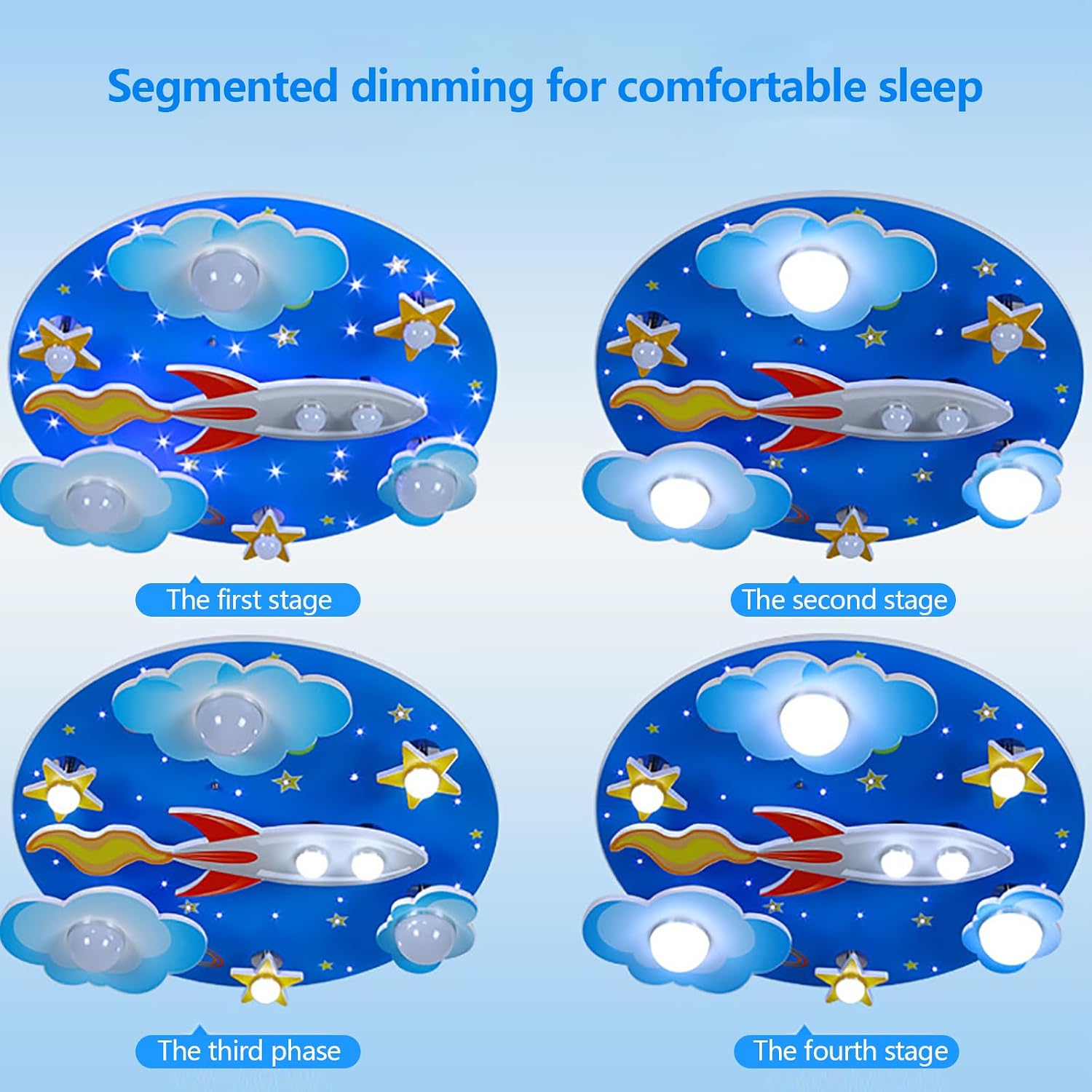 Universe LED Ceiling Light, Modern Kids Star Rocket LED Ceiling Lamps with Remote Control, Cartoon Plane Children Pendant Lamp Aircraft Chandeliers Lighting Fixtures for Children's Bedroom