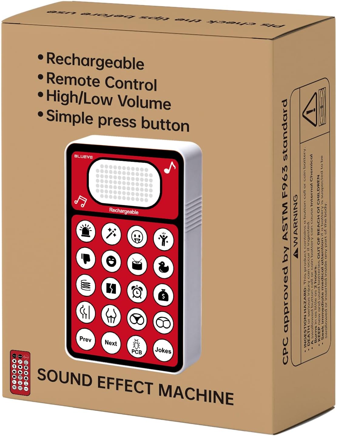 Rechargeable Sound Effects Machine, 48+ Kid Joke Button,Farrrt Machine,16 Hilarious Sounds,Remote Control,Prank Boy Toys for Age 6 7 8 9 10 Years Old,Gag Birthday Gift,Easter Basket Stocking Suffers