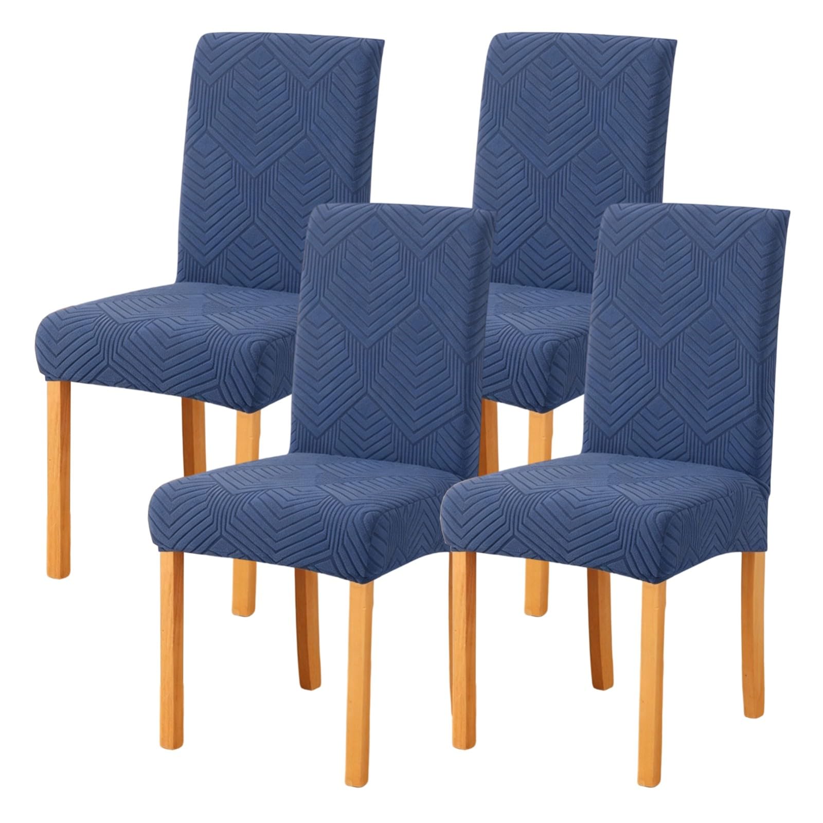 Extensibles Housse de Chaise de Salle à Manger Lot de 2/4/6 | Housse Chaise Salle a Manger avec élastique en Bas,Douces et Lavables,pour Maison Restaurant Salon Réception(Navy Blue,4Pcs)