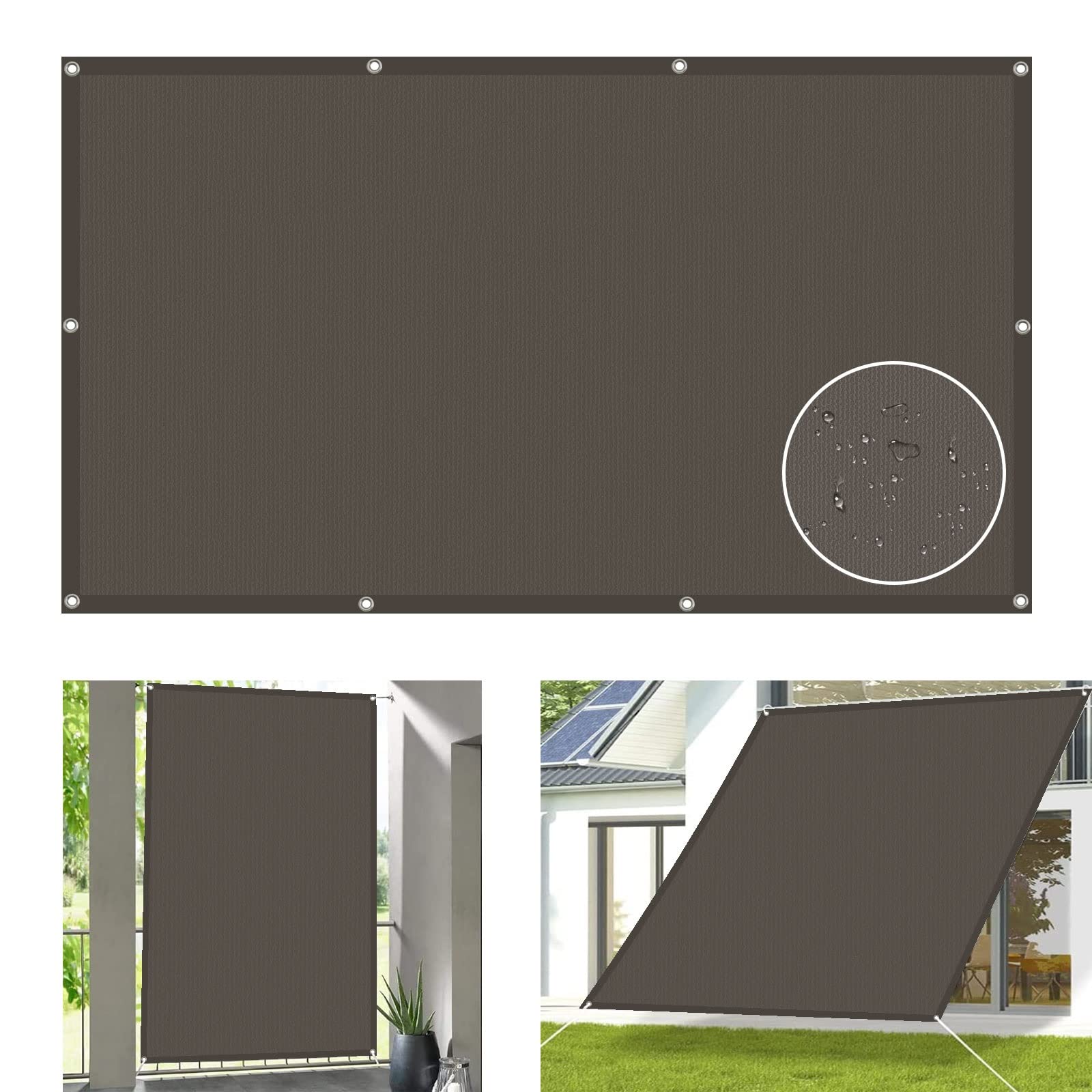 WQPMNYG Waterproof shade sail Awning 3.5 x 5.5m Rectangle 95% UV Block Water Resistant Garden Sail Parasol for Garden Beach Patio Dark Grey