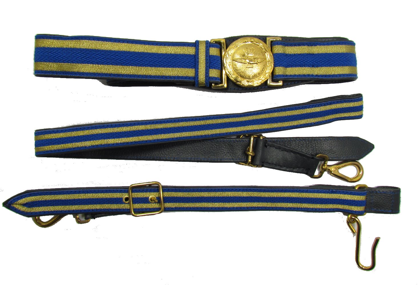 Uniform Store London RAF Sword Belt RAF Belt 2 Gold Stripes With Long & Short Slings R172 (Size 32)
