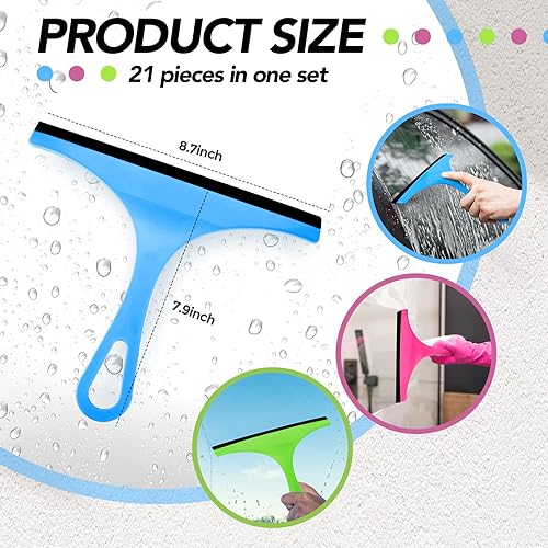 Miniatura 9 de 21 piezas de escobilla de goma para puertas de cristal de ducha, de silicona de 8.7 pulgadas, escobilla de ducha para ventana pequeña,