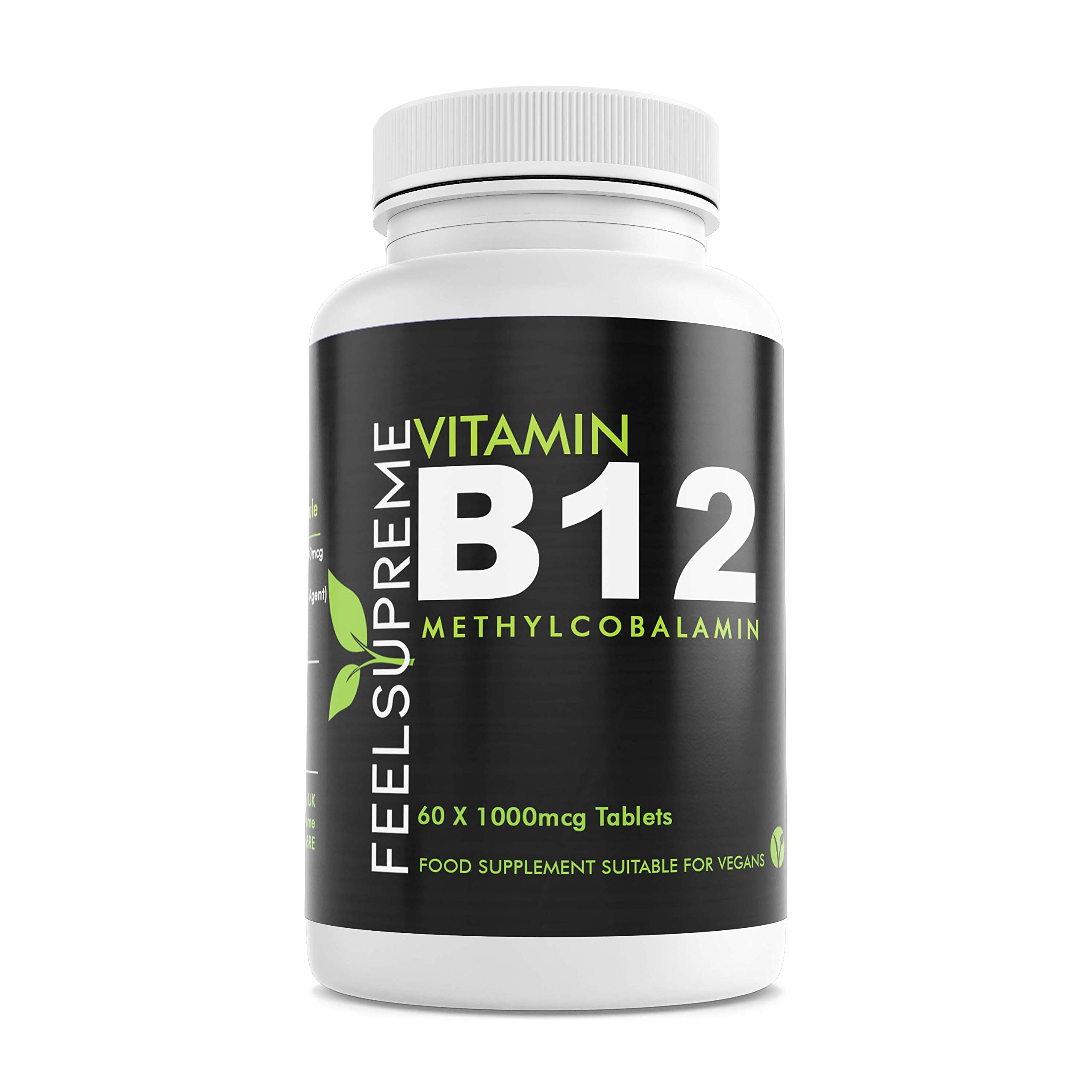Vitamin B12 60 x 1000mcg Tablets - High Strength Supplement - Pure Methylcobalamin - Brain Function, Immune System, & Energy Support – for Men & Women - Made in The UK