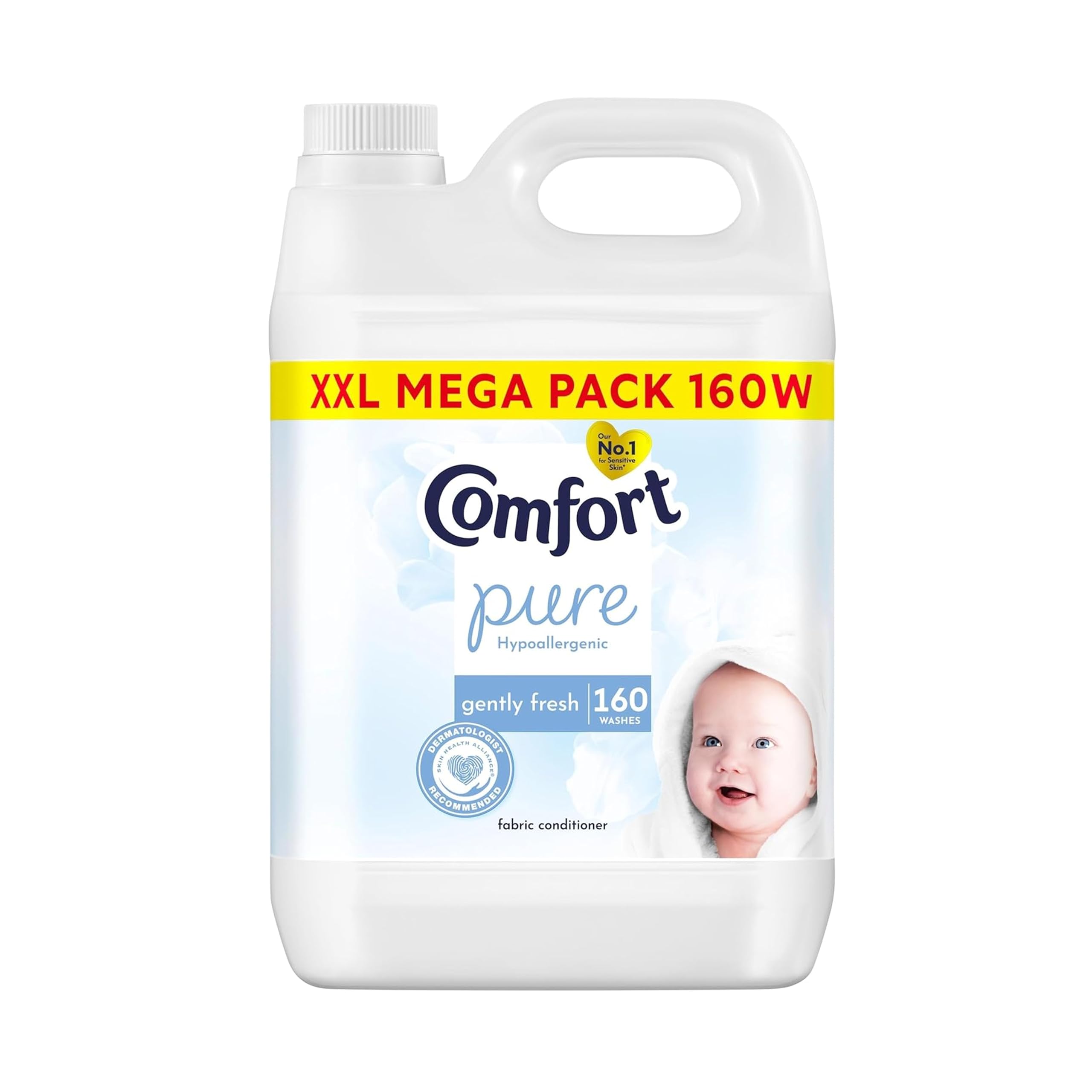 Comfort Pure Fabric Conditioner, 4.8L (160 Washes) – Dermatologically Tested, Gentle for Sensitive Skin