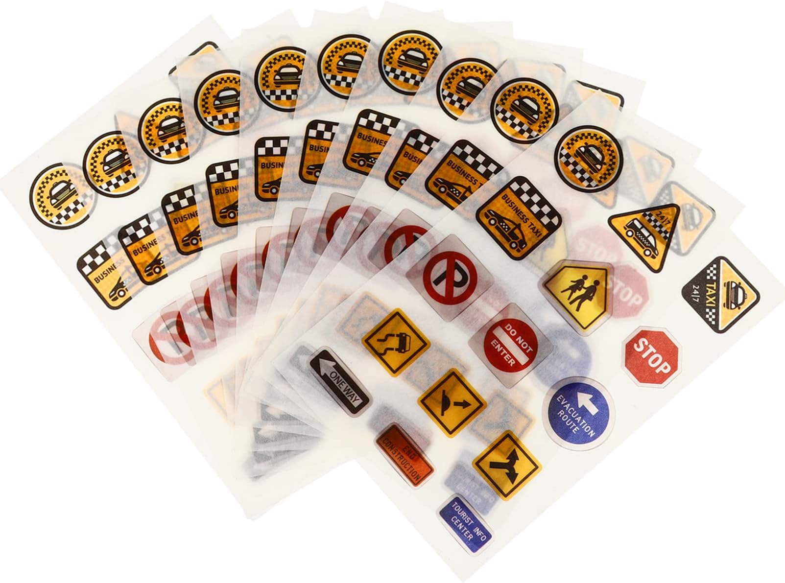 10 Sheets Road Sign Stickers Street Signs Decals Traffic Sign Stickers Stop Street Transportation Sign Wall Decals for Kids Bedroom Classroom Decor