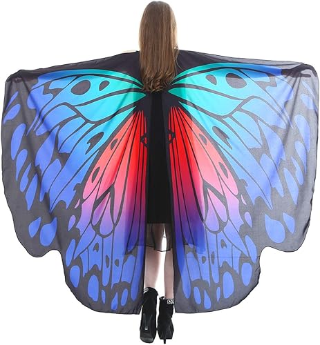 AWAYTR Chal de alas de mariposa para mujer, capa de hadas para mujer, accesorio de disfraz de Halloween