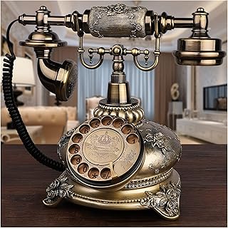 Retro Vintage Antique Telephone Old Fashioned with Push Button dial for Home Decor,Rotary Dial Antique Telephone Old Fashioned Backlight Telephone Corded Landline Phone with Display FSK