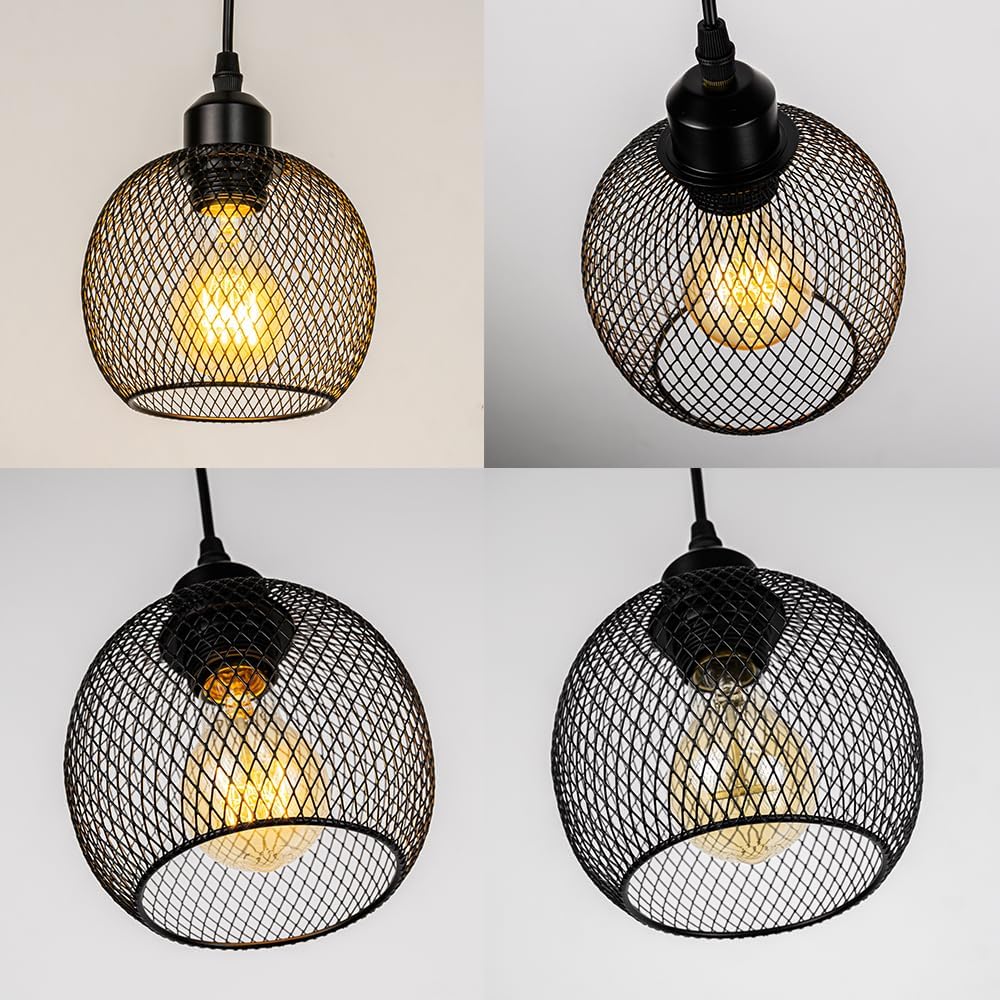 3-Pack H-Type Rounded Hollow Metal Track Lighting E26 Base 3.2 Feet Light Adjustable Cord Pendant Vintage Design for Kitchen Restaurant(No Bulb, Track)
