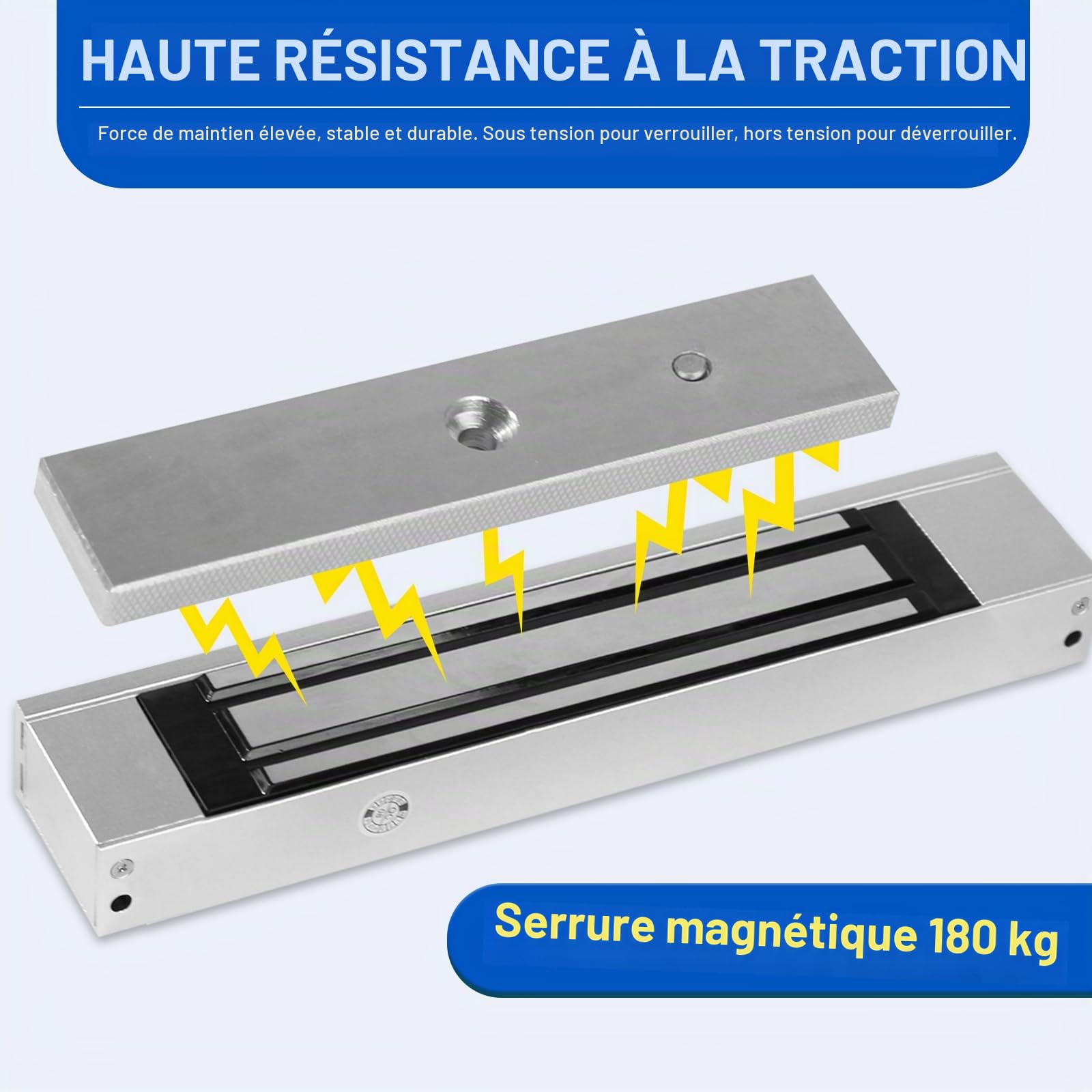 Kit de système de contrôle d'accès autonome avec serrure magnétique de 180 kg/350 lb, alimentation 12V 3A, bouton de sortie et 10 porte-clés RFID 125 kHz pour le contrôle d'accès du système de