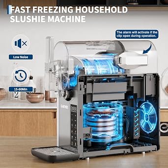 No Ice Need Slushie Machine for Home, 6 Presets Programs LED Display One Click Slushy Maker MAX 68oz Large Capacity, Auto Clean, Frozen Drink, Margaritas, Frappes Machine for Home Party