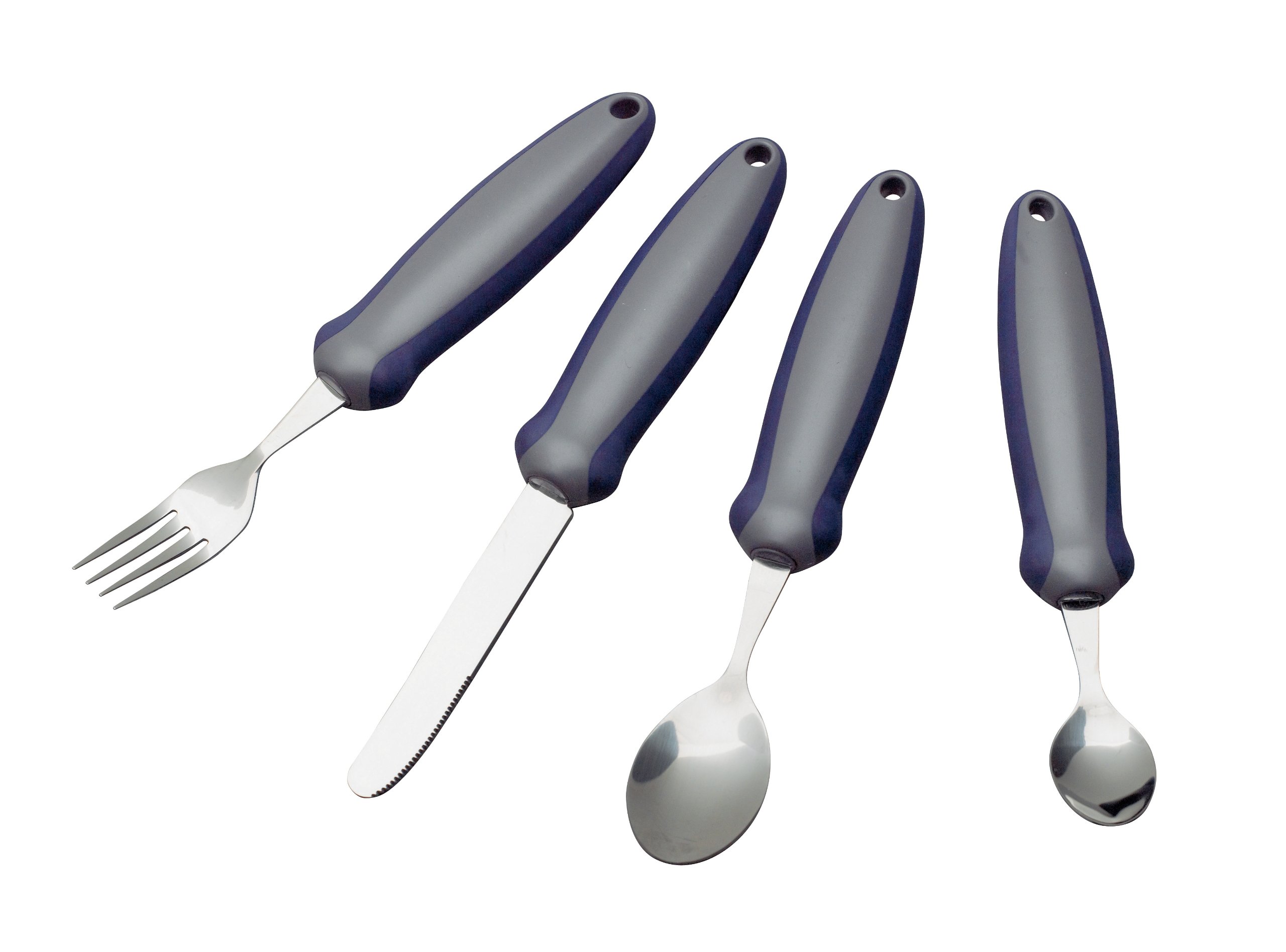Homecraft Newstead Cutlery Set, Angled Spoons, Knife, and Forks, Utensil for Elderly, Disabled, Handicapped, Parkinson's Disease, and Arthritis users, Non Slip Easy Grip - Retail Packed
