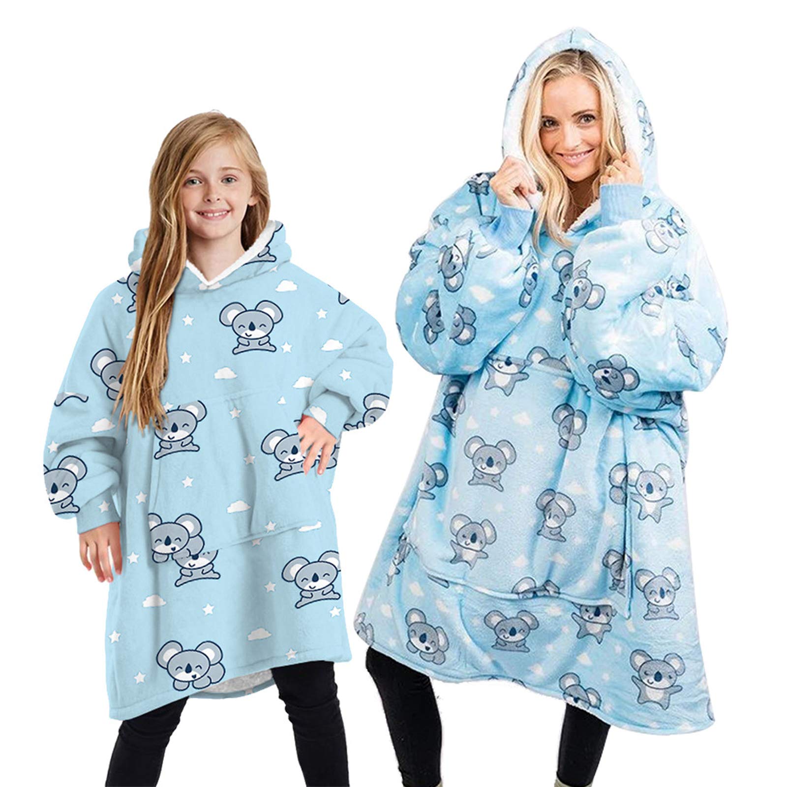 LQG Oversize Blanket Hoodie,Personalise Reversible Sweatshirt Blanket with Pockets and Sleeves,Warm Soft Parent-child Wearable Hoodie for Adults Teenager,StyH,Children