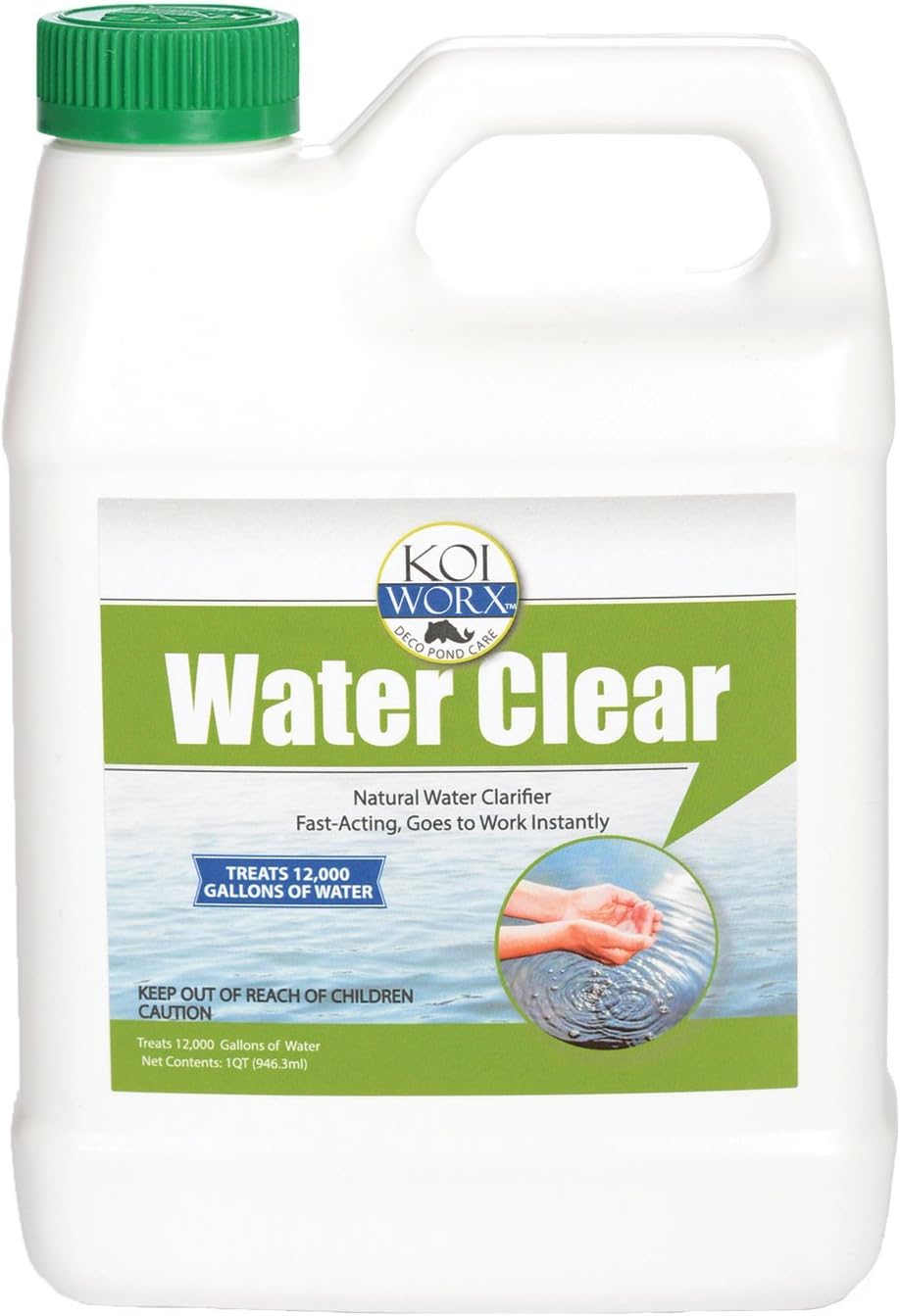 KoiWorx Water Clear - Clarifies Decorative and Ornamental Ponds, Safe for Koi - 1 Quart