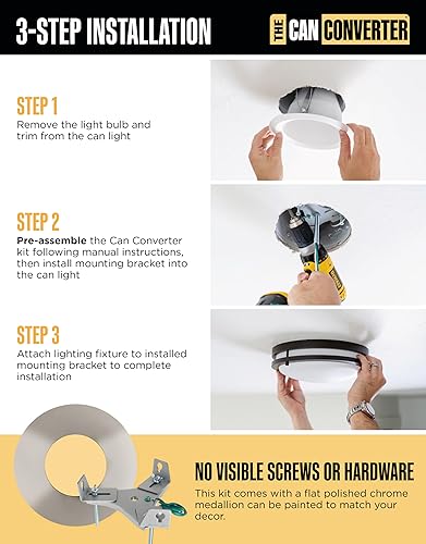 Miniatura 19 de The Can Converter - R56: Kit de conversión de luz empotrada para lámpara de techo, luces colgantes y colgantes, ventilador de techo - Incluye Latón