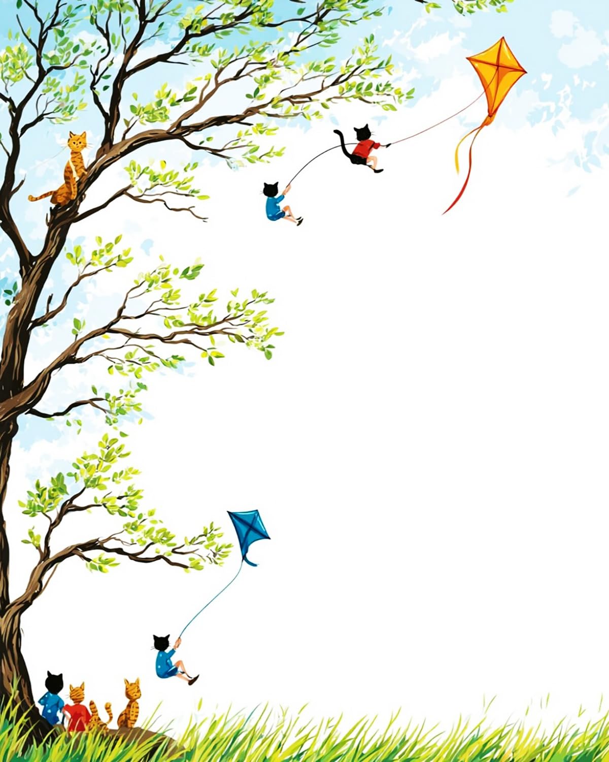 Liubaishi Multicolour Paint By Numbers Kit For Adults, 16X20 Inch, Spring Kite Flying Scene, Acrylic On Canvas
