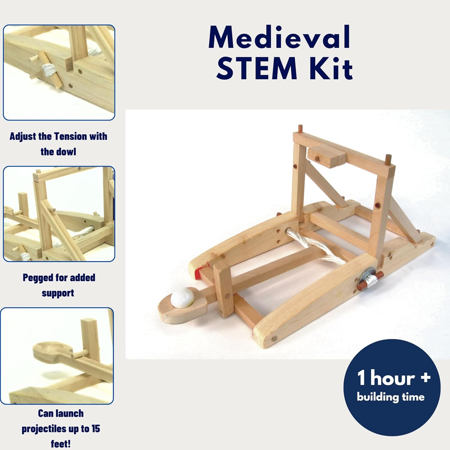 PATHFINDERS Medieval Catapult STEM Building Kit | Wooden Catapult Model | Mechanical Engineering, Physics & Historical Siege Project