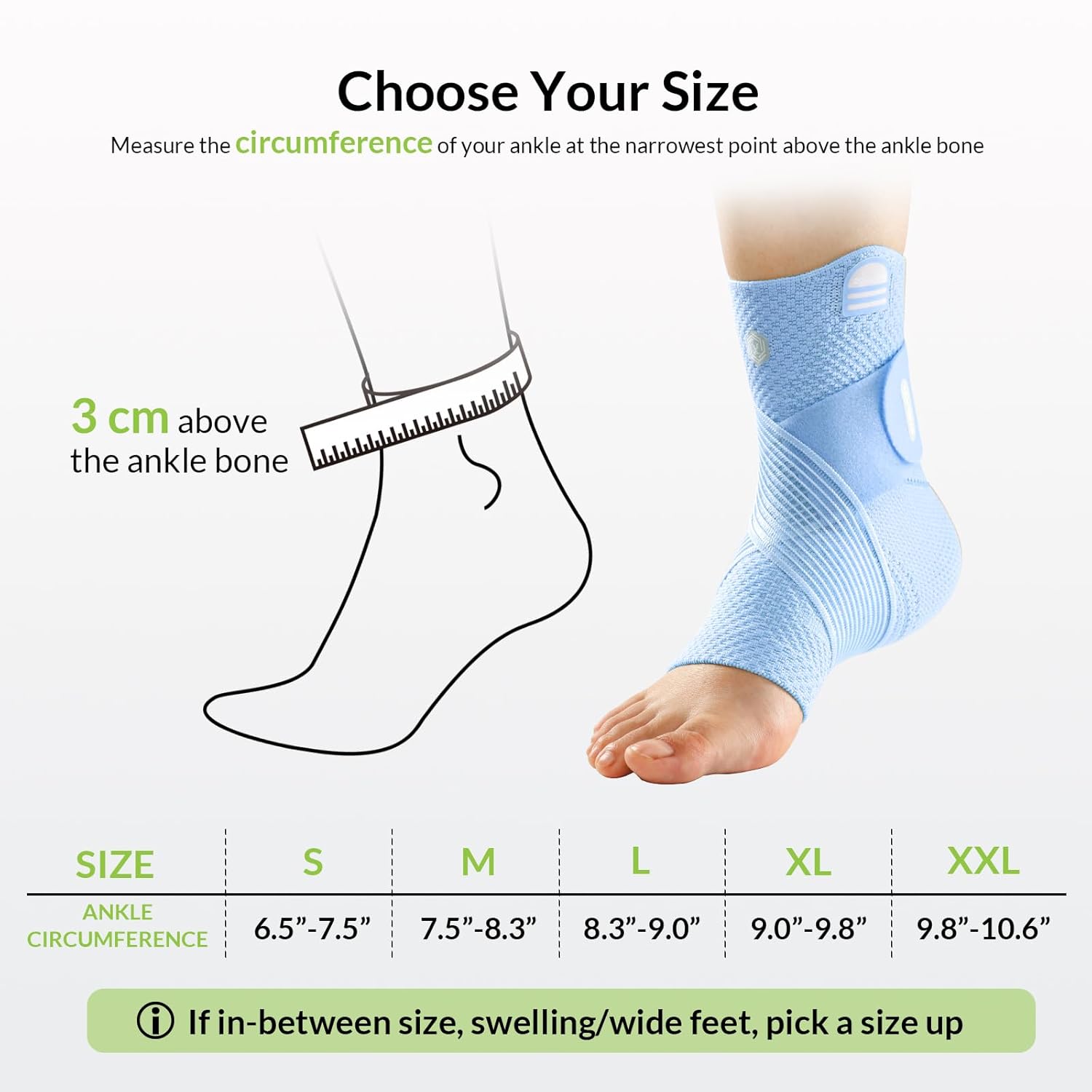 ZOELION Ankle Brace Compression Support with Removable Fishnet Strap, 3D Knit Plantar Fasciitis Relief Achilles Tendonitis Brace, Ankle Compression Sleeve for Pain Relief & Injury Healing, Blue/S