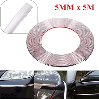 Voiture Barre Chrome Styling Bandes Decoratives de Style Chrome pour les Fenetres Exterieures et les Carrosseries de Voiture 5mm x 5 metres