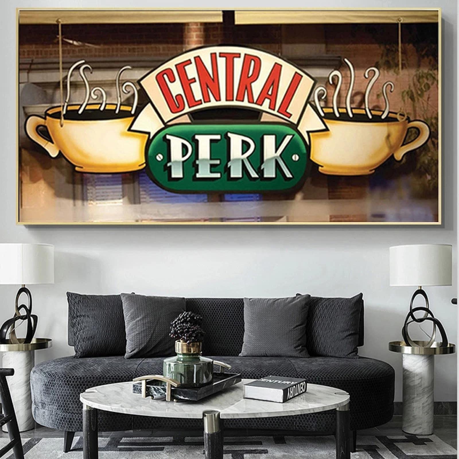 Yooyu Arredamento Camera da Letto Central Perk Cafe Friends Serie TV Poster e Stampe Quadri scandinavi per la Decorazione del Soggiorno Cornice Interna 30x60cm