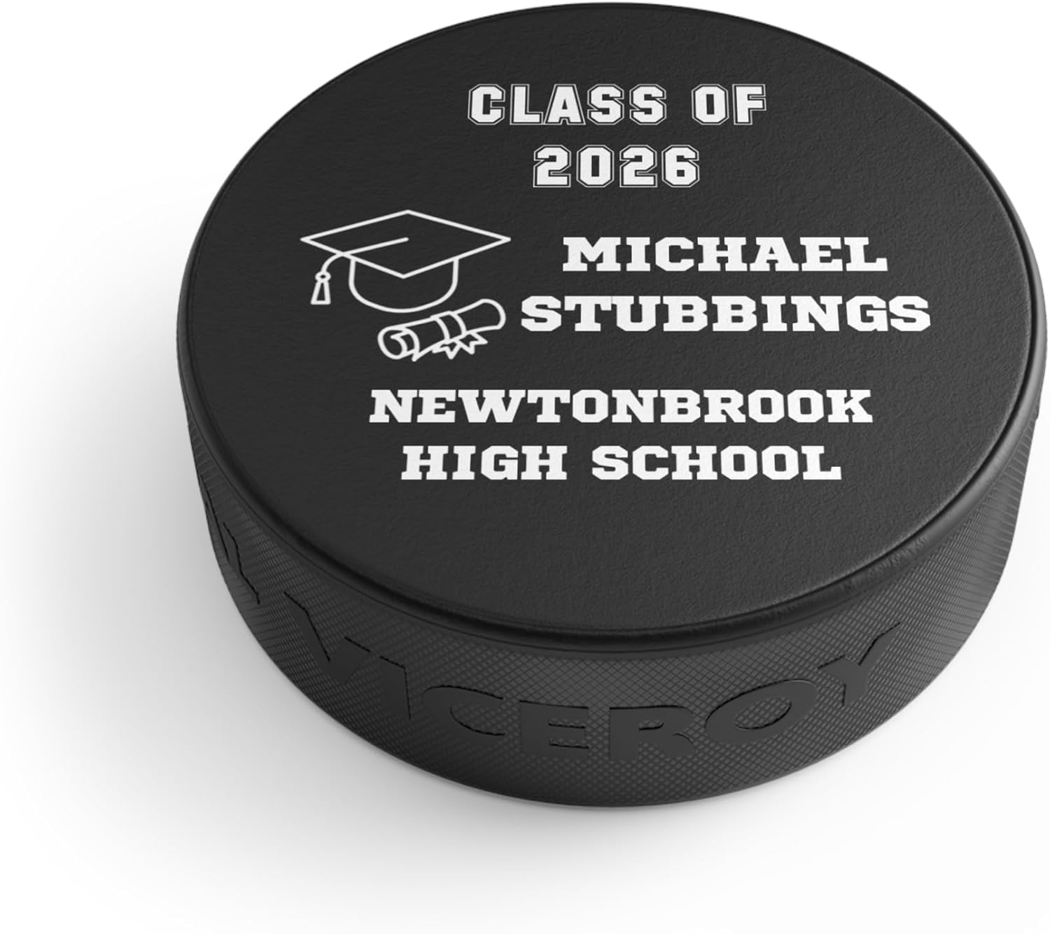 Personalized Graduation Hockey Puck – Custom Class Year, Graduate Name & School – Official Size & Weight – Unique Hockey Gift for Graduates Class of 2026