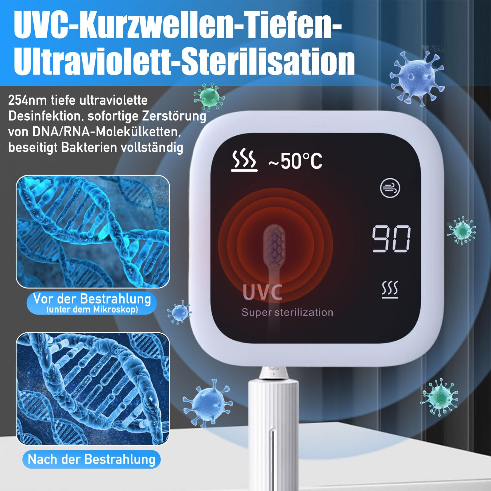 Spazzolino da denti, sterilizzatore, disinfettante, spazzolino da denti UV, disinfettante, 1000 mAh, portaspazzolino portatile, montato a parete, per proteggere la salute orale