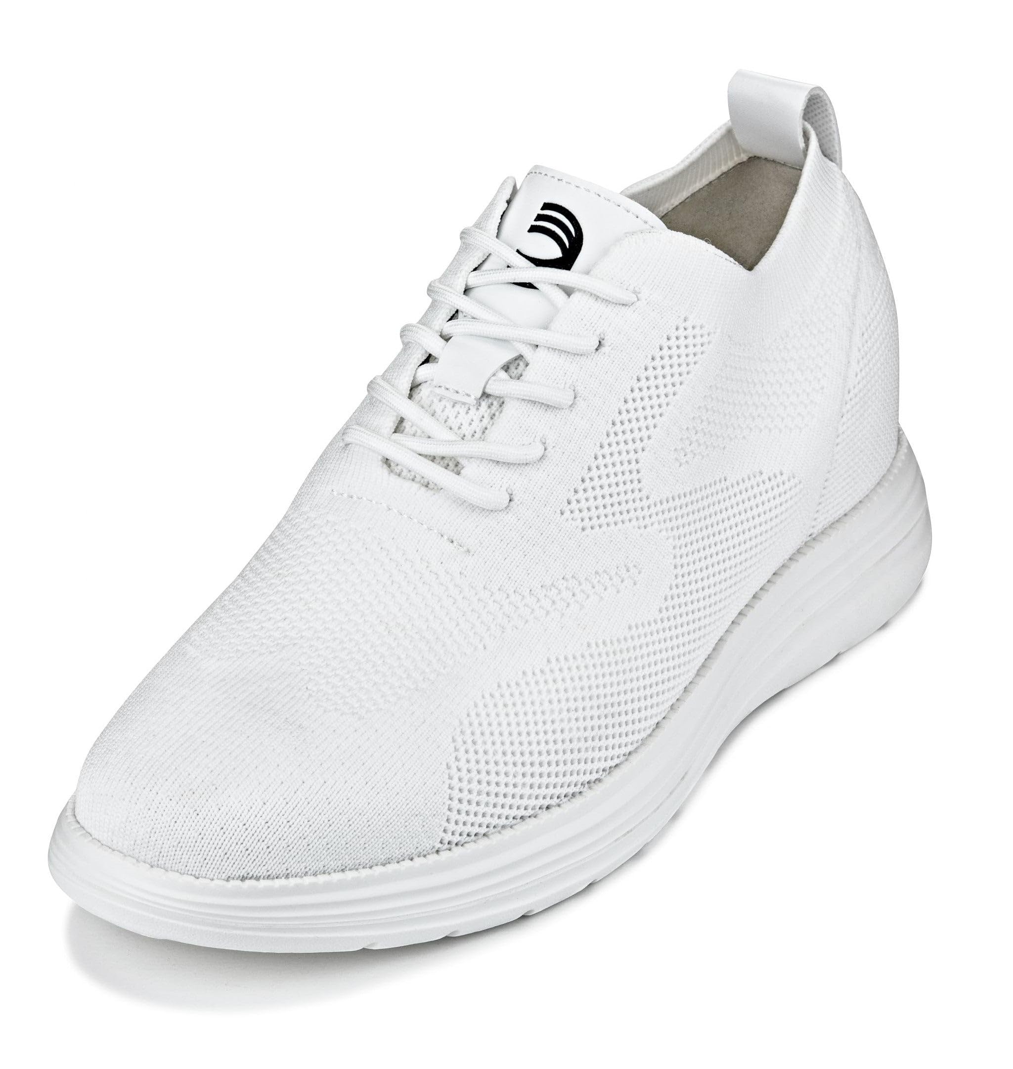 CALTO Men's Invisible Height Increasing Elevator Shoes - White Ultra Light-Weight Lace-up Knitted Sporty Walker - 2.8 Inches Taller - X2633 - Size 12