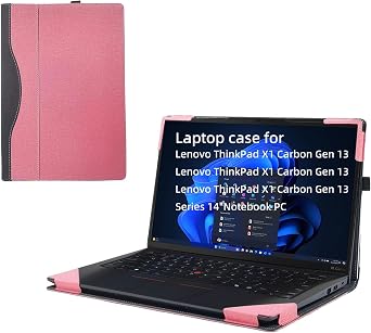 Case Cover for 2024-2026 14" Lenovo ThinkPad X1 Carbon Gen 12/13/14 Windows Notebook PC,NOT Fitting Any Other Lenovo Models 2-in-1 PU Leather Detachable Protective Laptop Sleeve Pink