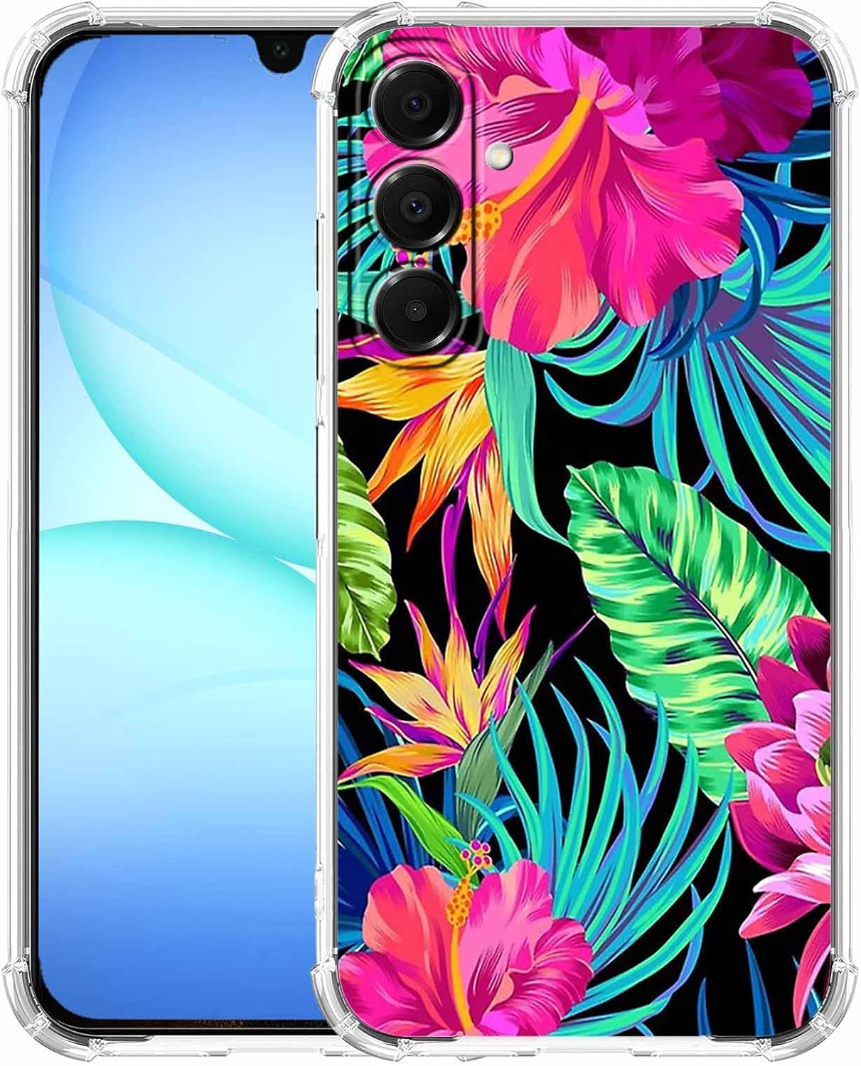 Hibiscus Flower Aesthetic Tropical Floral Plant Pattern,Trendy Soft TPU Full Cover Case for Samsung Galaxy A17