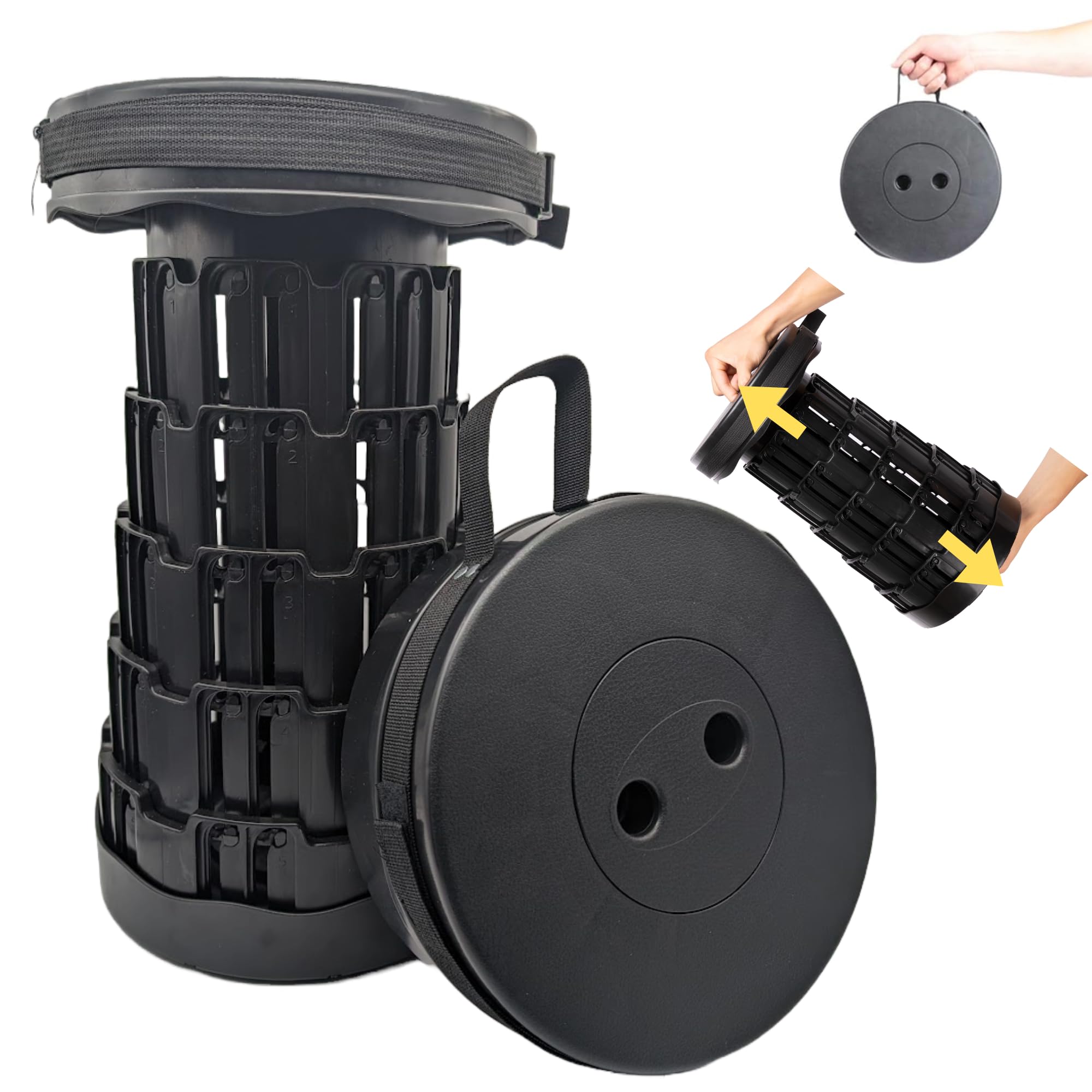 Taburete plegable fácil de transportar - Silla ligera y portátil para camping, senderismo, pesca, barbacoa - Taburete plegable resistente - 1 libra. Silla plegable de máxima capacidad