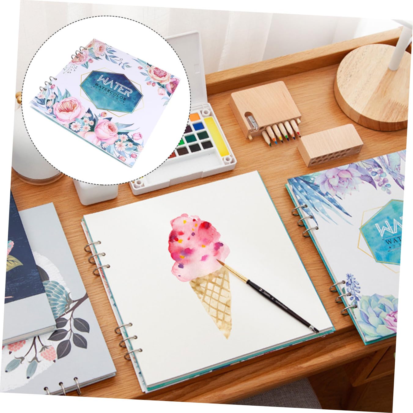 1stück Skizzenbuch Mit Aquarellpapier Dickes Strapazierfähiges Malbuch Für Kunst Und Graffiti Für Reisen Und Schüler Quadratisches Design Einfach Zu Handhaben