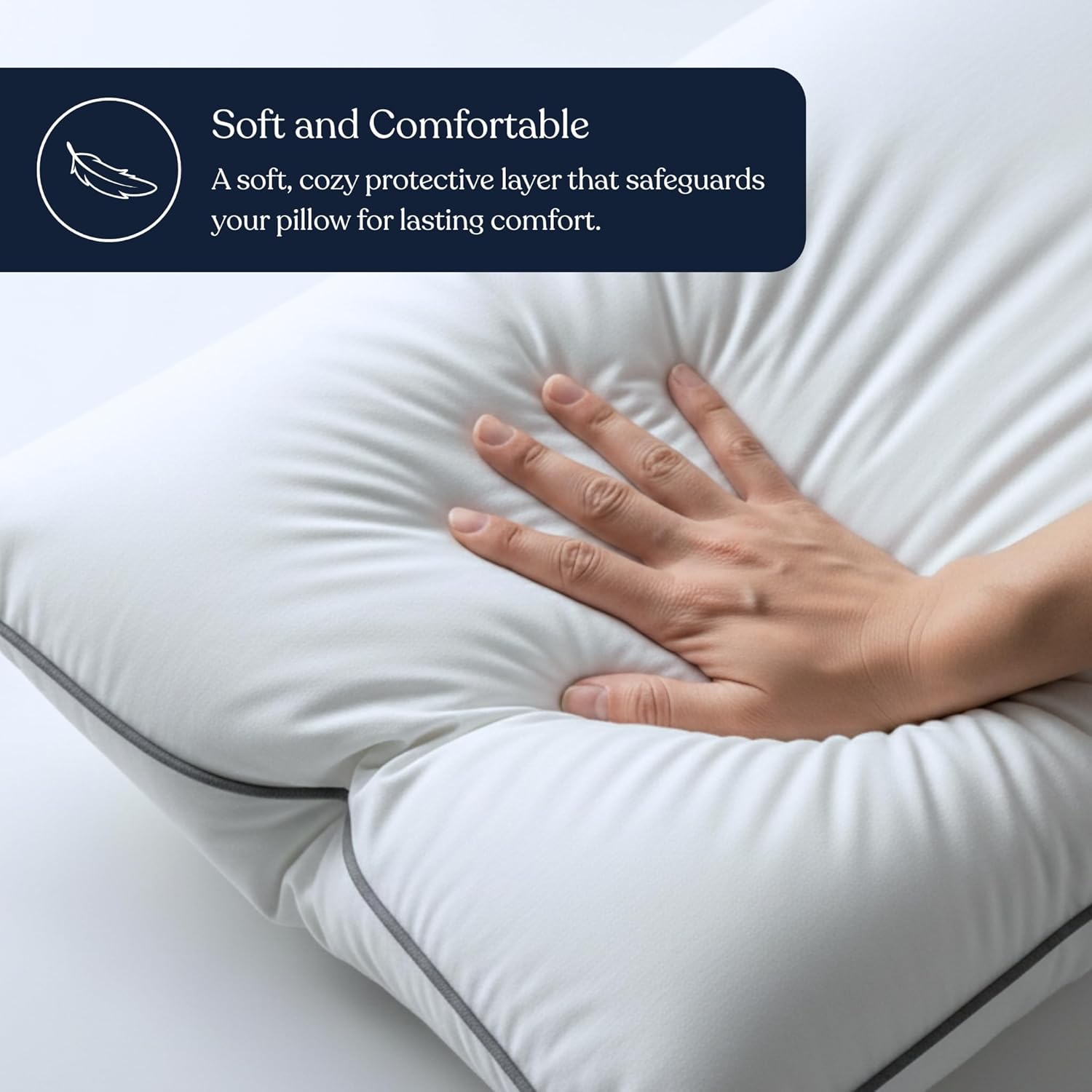 Delara Organic Pillow Protectors GOTS Certified Organic Cotton Fabric with Zipped Closure, Waterproof, Complete Protection, Long Staple Tight Weave Cotton, Ultra Soft, Moisture-Wicking, Breathable