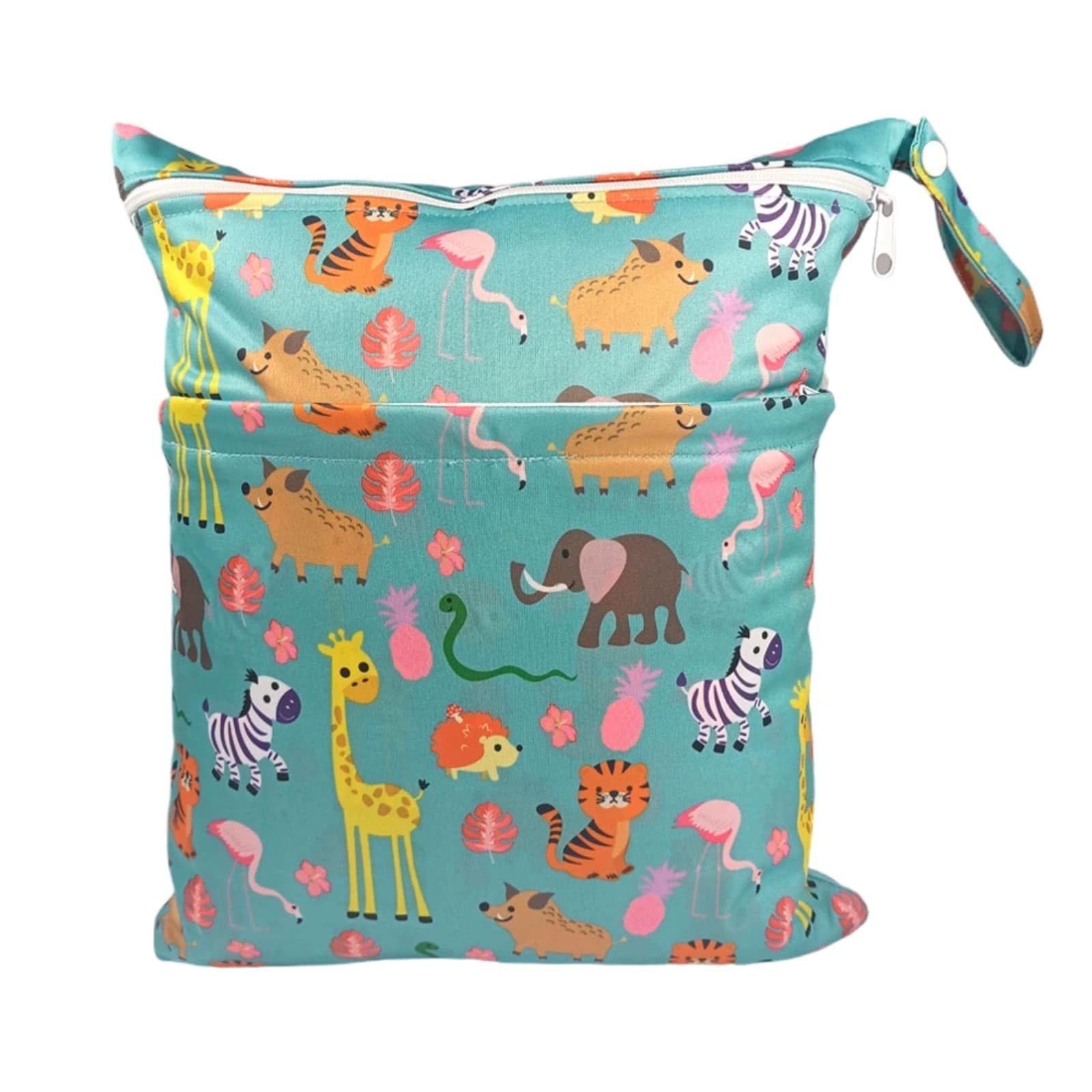Hixingo Waterproof Wet Dry Bag, Reusable Nappy Wet Bag Cloth Diaper Wetbag with Zipper 30x36cm Cartoon Style Nappy Wetbags Washable for Baby Items Wet Clothes (Zebra + Giraffe,4 Pieces)