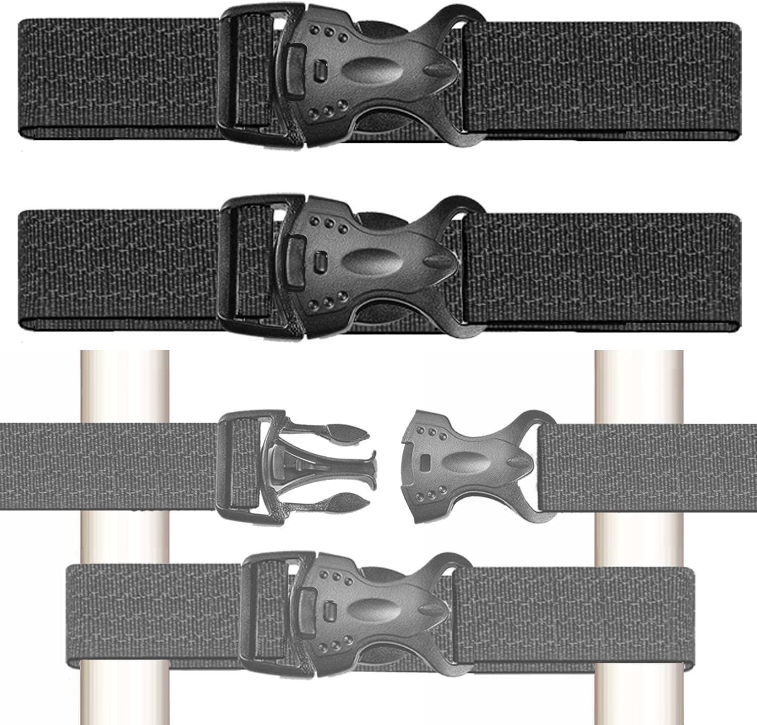 Double Doors Fefrigerator Locks Kids Child French Fridge Lock | for Baby Safety Fridge Guard Strap for RV Cabinet (Black) (3 Key, Black)