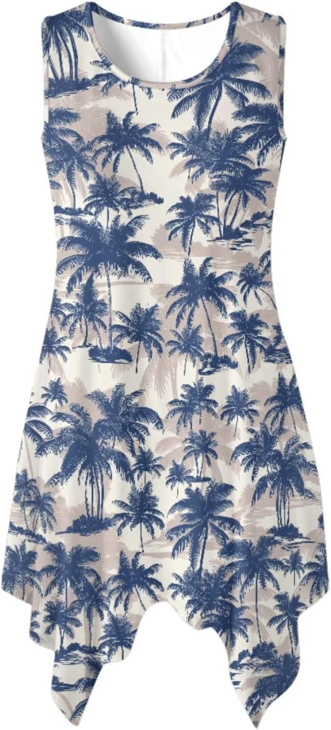 Men and Women Matching Outfits Womens Tank Flowy Dresses Asymmetrical Dress Men's Button Down Short Sleeve Shirts