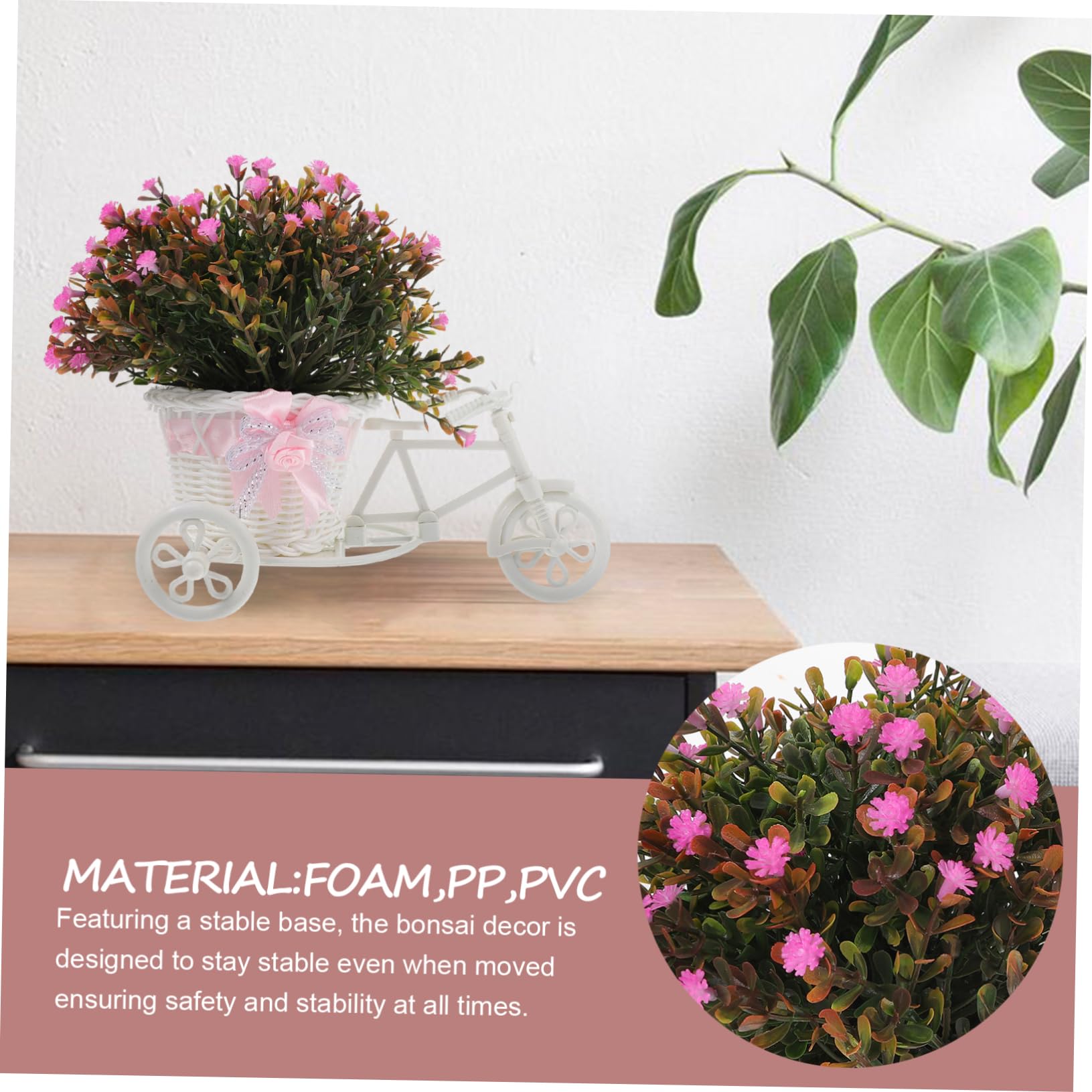 Alipis 2 Piezas Figura bonsái Artificial Plants Bonsai Artificial Cesta de jarrón de Mimbre pequeñas Plantas en macetas Artificiales Bicicleta bonsáis Artificiales Planta en Maceta Falsa