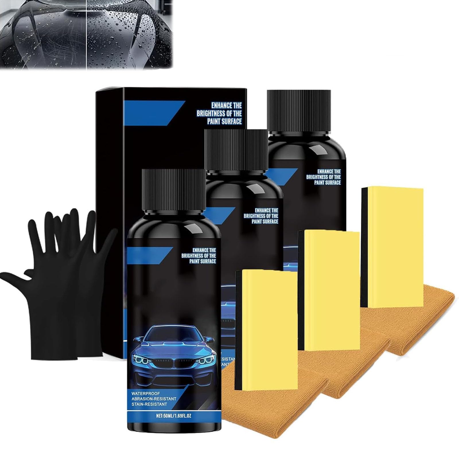 Kit Antigraffio Impermeabile Auto, Rivestimento Ceramico Grafene (3pcs)