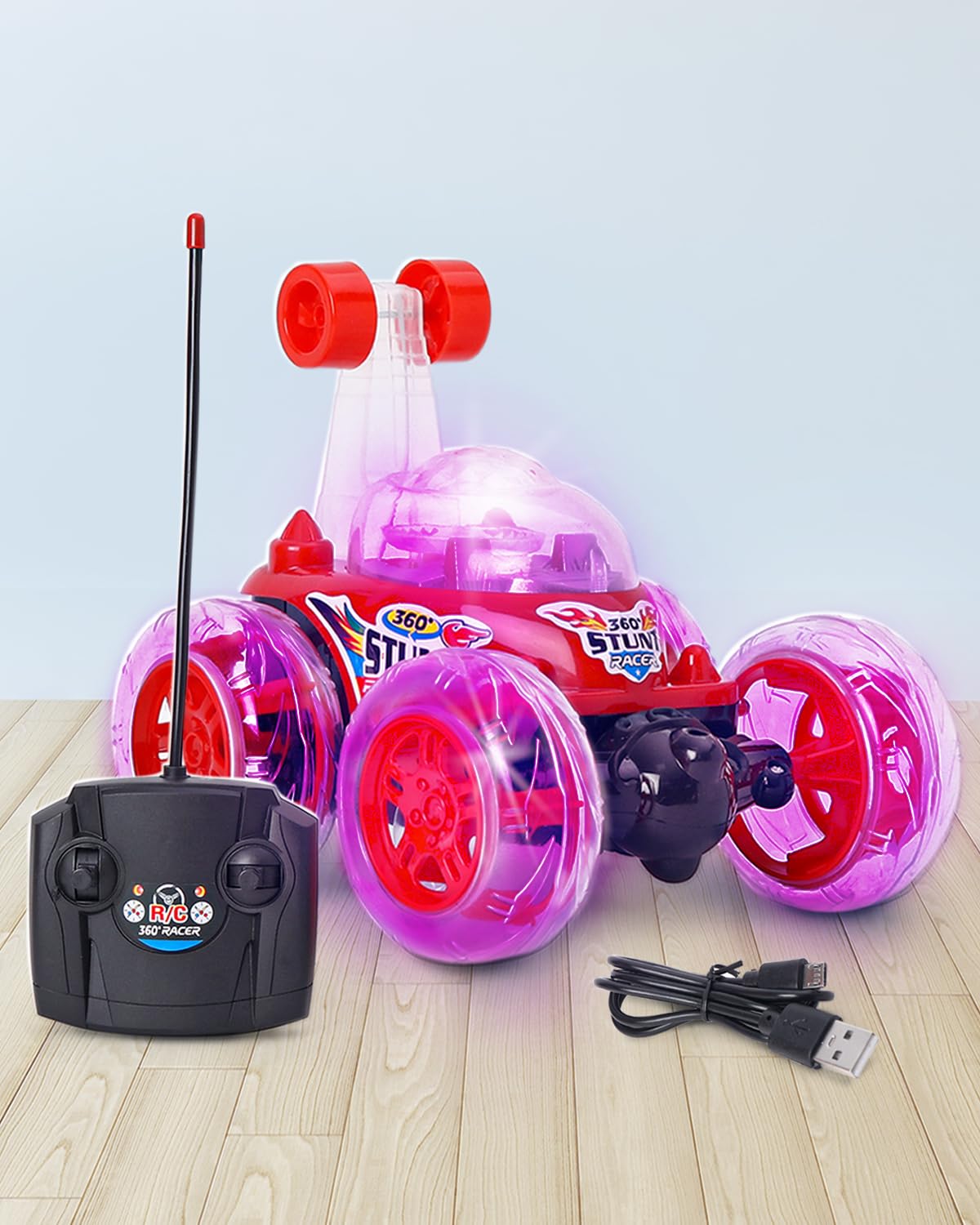Play Nation USB Rechargeable Stunt Toy Car for Kids | Remote Control Car for Boys & Girls | Rechargable Acrobatic 360 Degree Twisting Stunt Car with Music & Lights | Red | 2+ Years (B0CHWLDW3H) Amazon Price History, Amazon Price Tracker