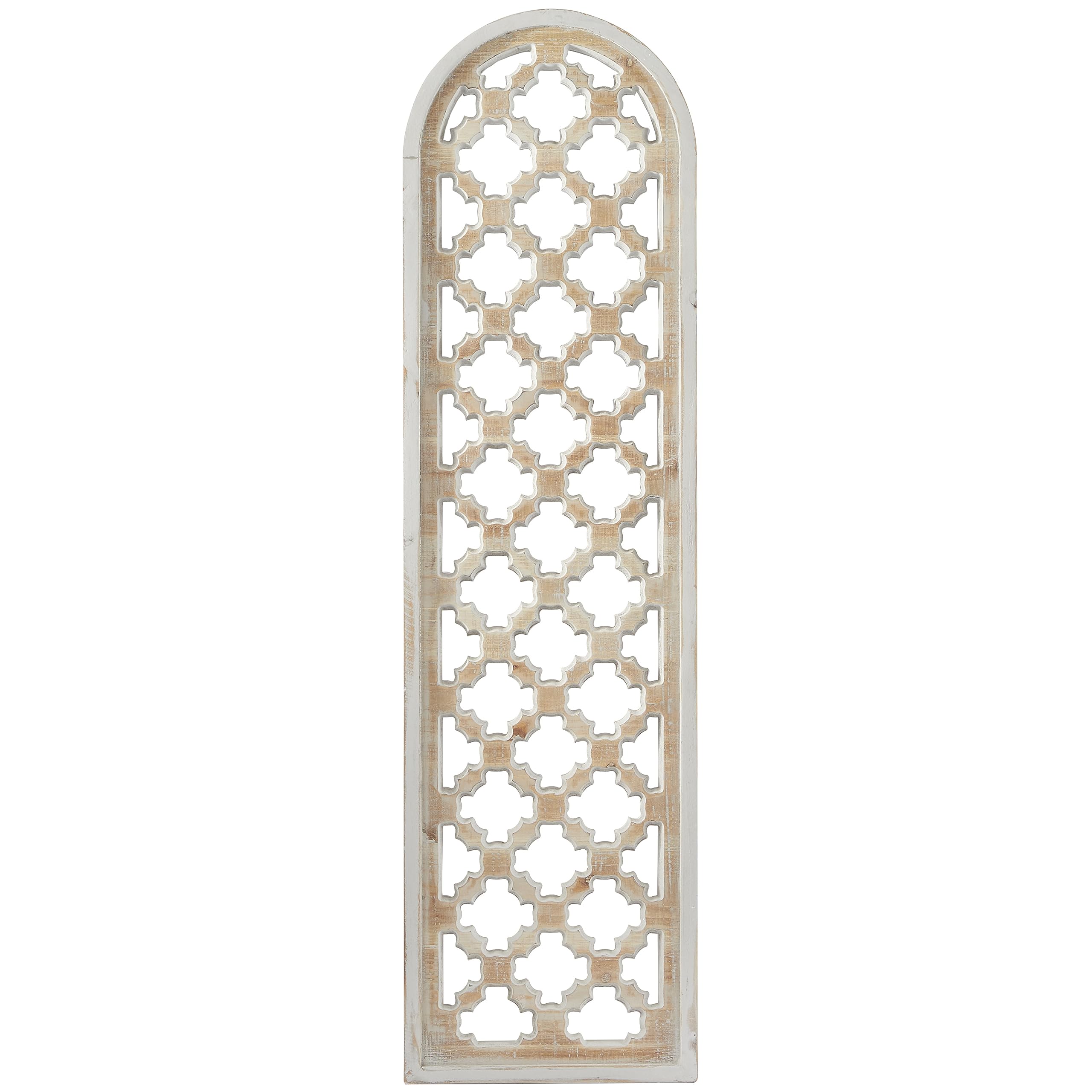 Deco 79 Wood Geometric Carved Trellis Wall Decor, 13" x 1" x 49", Brown