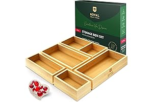 ROYAL CRAFT WOOD: Premium Bamboo Pen Organizer Drawer Storage Box