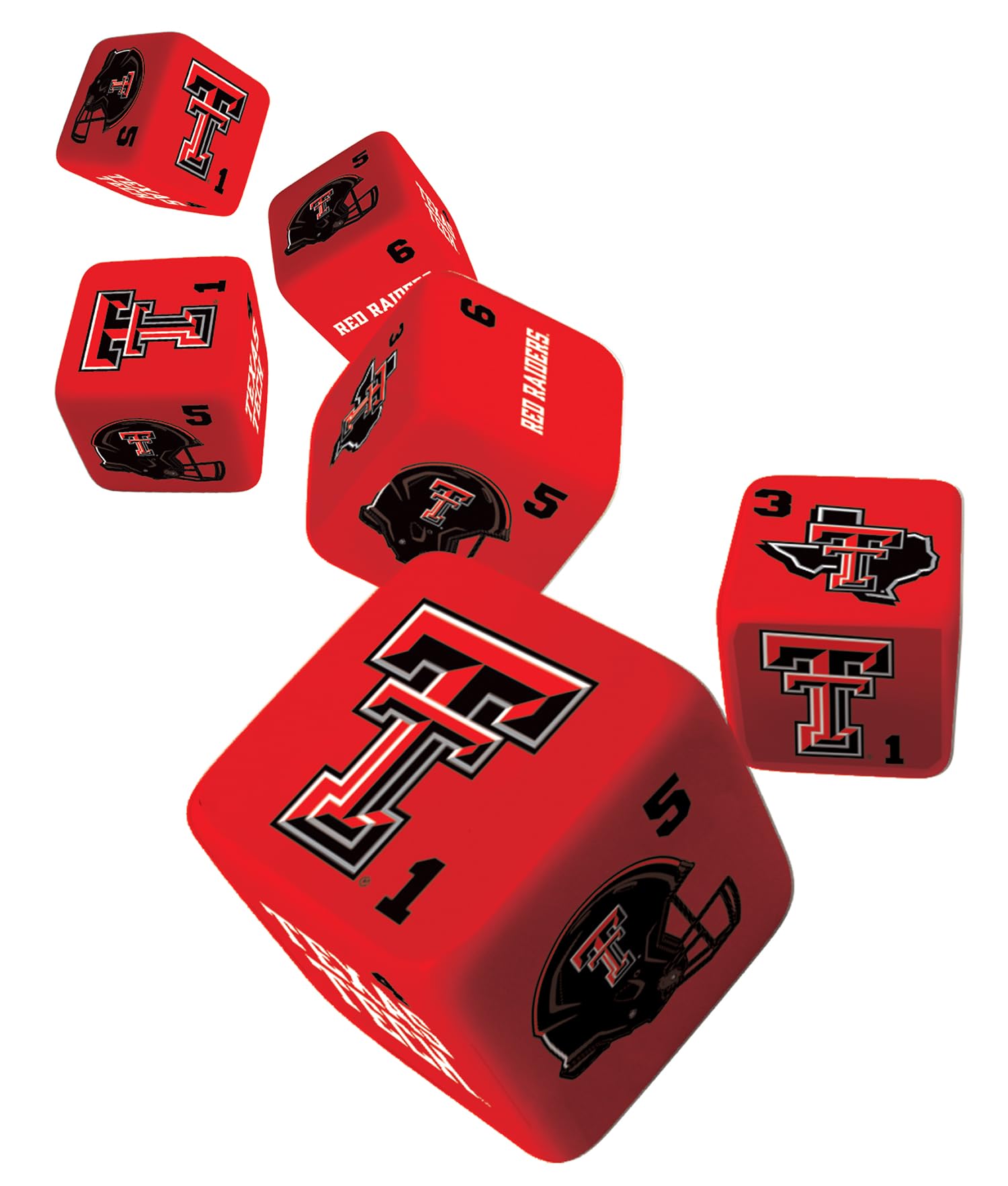 MasterPieces Game Day - NCAA Texas Tech Red Raiders - 6 Piece Team Logo Dice Set - D6 Standard Size