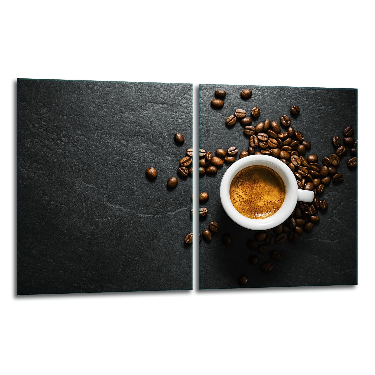 TMK | Herdabdeckplatten ceranfeld 2 Teilig 40x52 cm | Ceranfeldabdeckung Küche Elektroherd Induktion | Herdschutz Spritzschutz | Glasplatte Schneidebrett | Schiefer Kaffee
